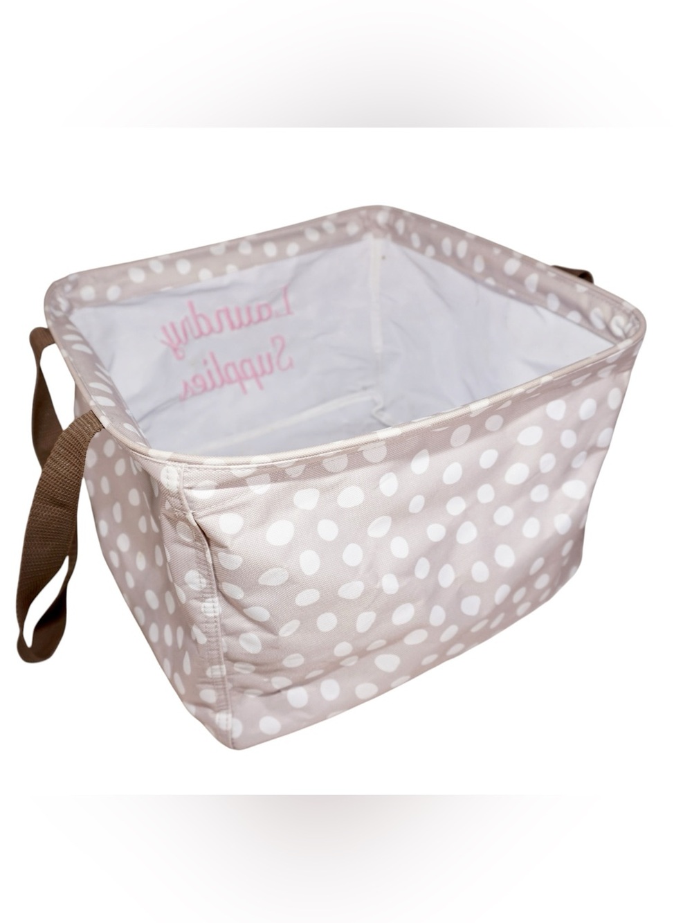 thirty-one Beige Polka Dot Laundry Supplies Caddy with Pink Script - Picture 7 of 10